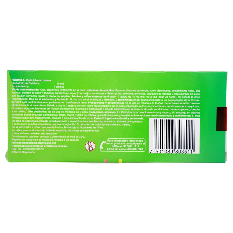 Zyrtec 10 Mg Con 10 Tabletas Orodisp 7501089803511 6